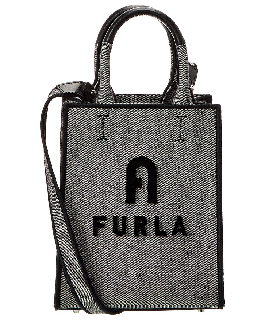 Furla Opportunity Mini Canvas & Leather Tote In Black