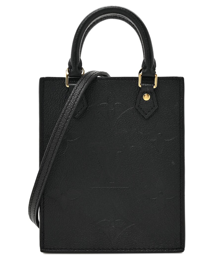 Pre-owned Louis Vuitton Black Monogram Empreinte Leather Giant Petit Sac Plat (authentic Pre-loved)