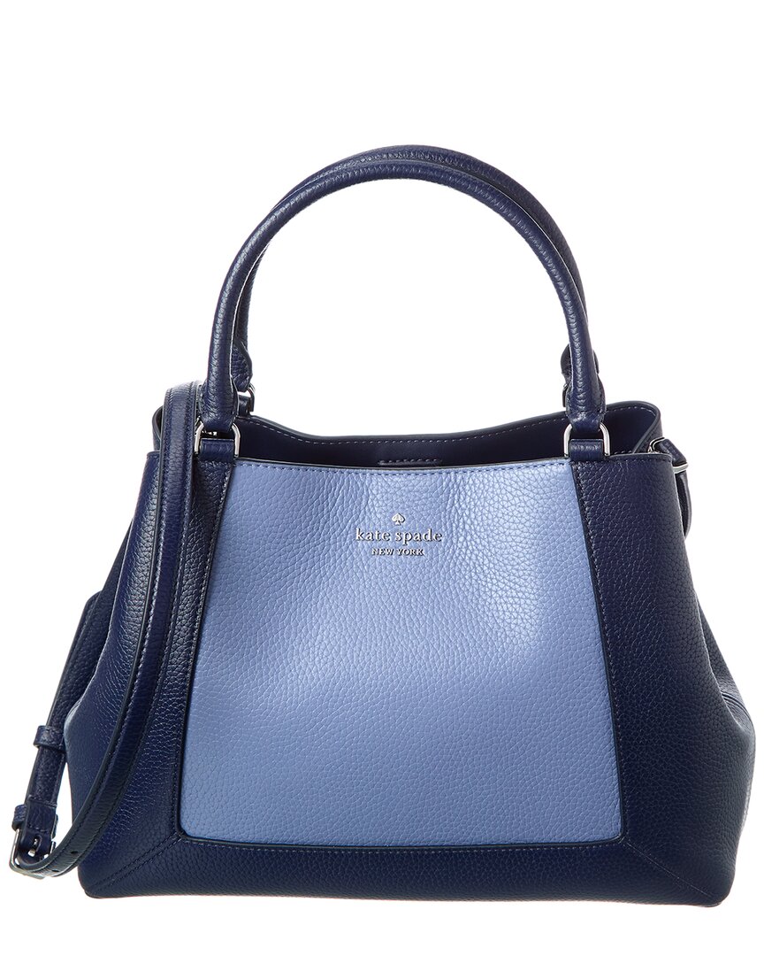 Kate Spade New York Lena Colorblocked Pebbled Leather Medium Satchel In Blue
