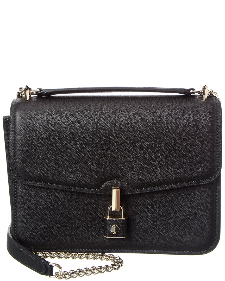 Kate Spade New York Locket Small Grain Pebbled Leather Large Flap Shoulder Bag In Black