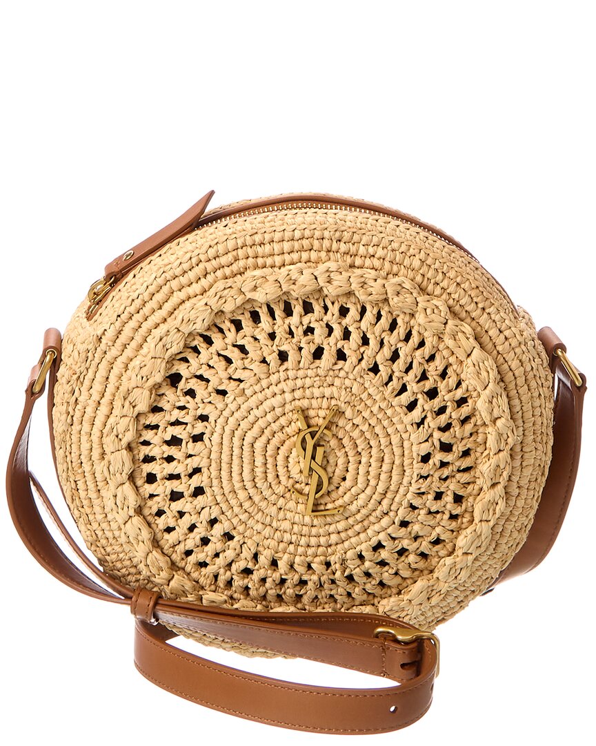 Saint Laurent Sac YSL Round Raffia Crossbody Bag