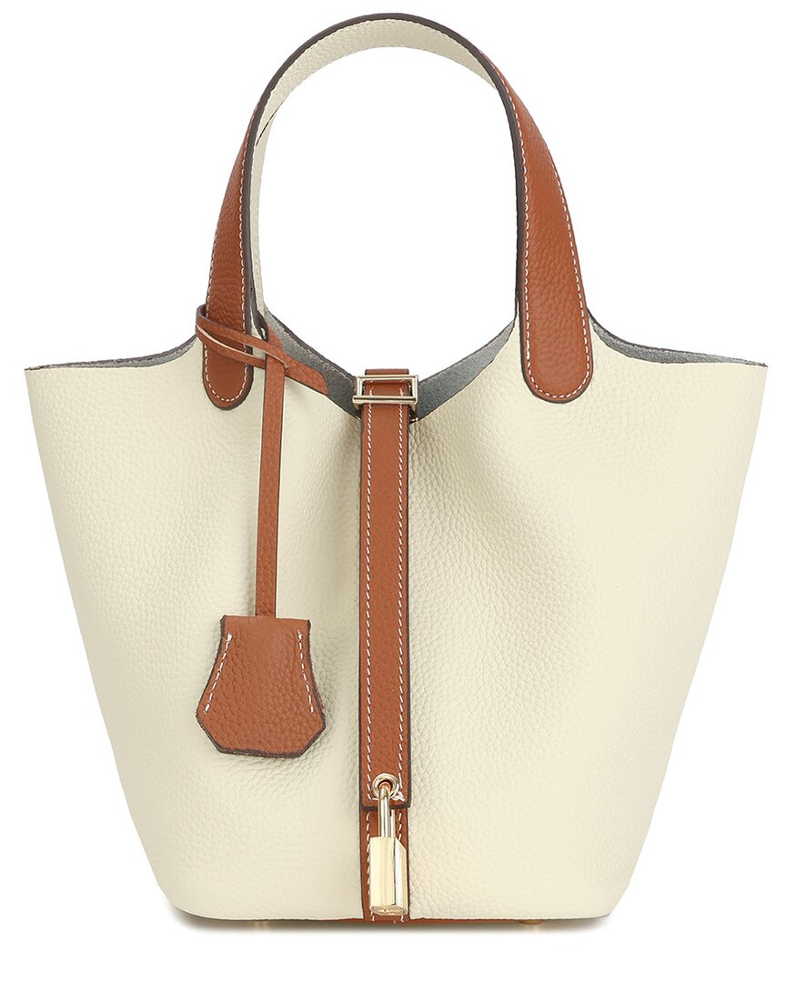Tiffany & Fred Paris Leather Top Handle Satchel In White