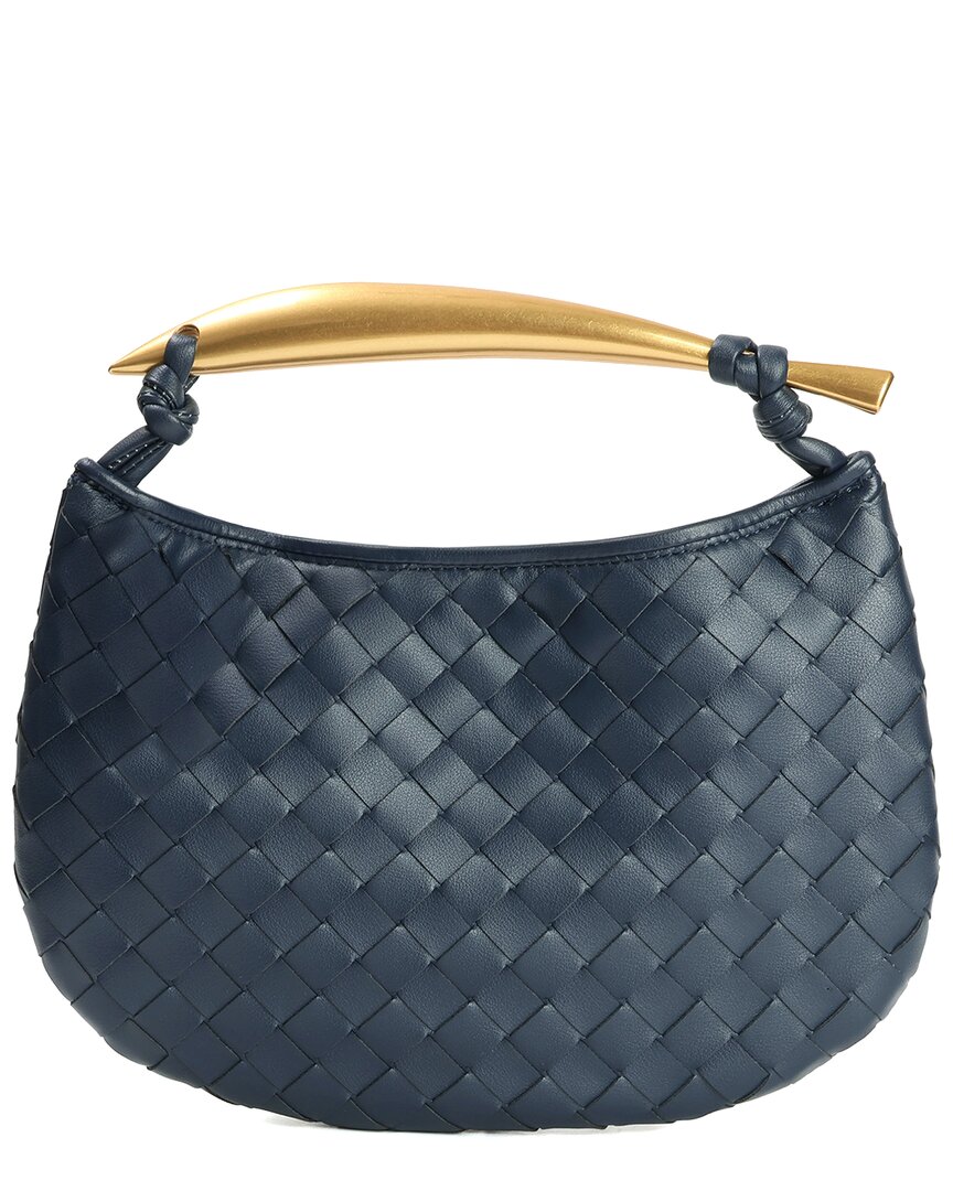 Tiffany & Fred Paris Woven Leather Top Handle Clutch In Blue