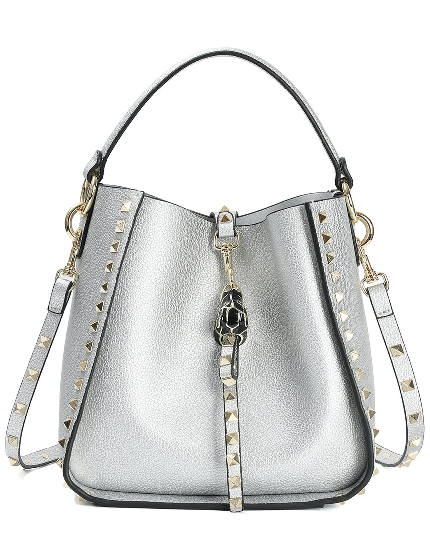 Tiffany & Fred Paris Leather Hobo Shoulder Bag In Silver