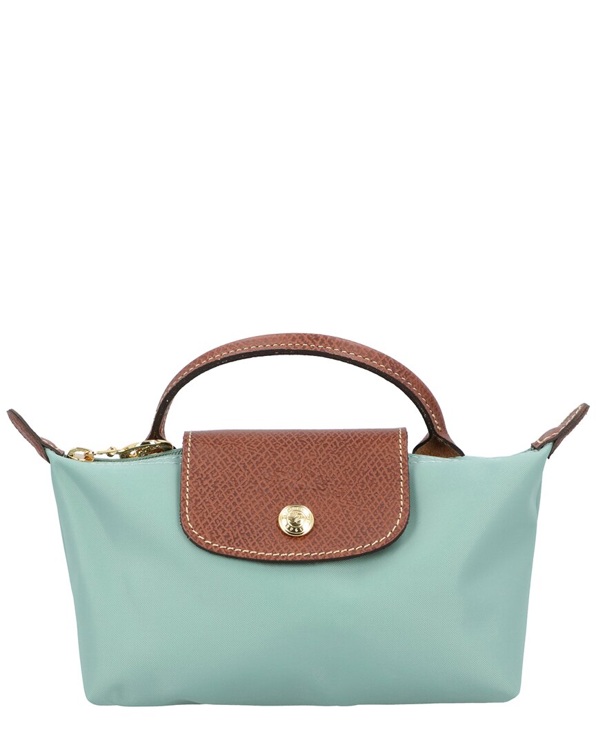 Longchamp Le Pliage Original Canvas Pouch With Handle In Green
