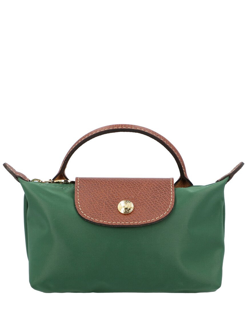 Longchamp Le Pliage Original Canvas Pouch With Handle In Green