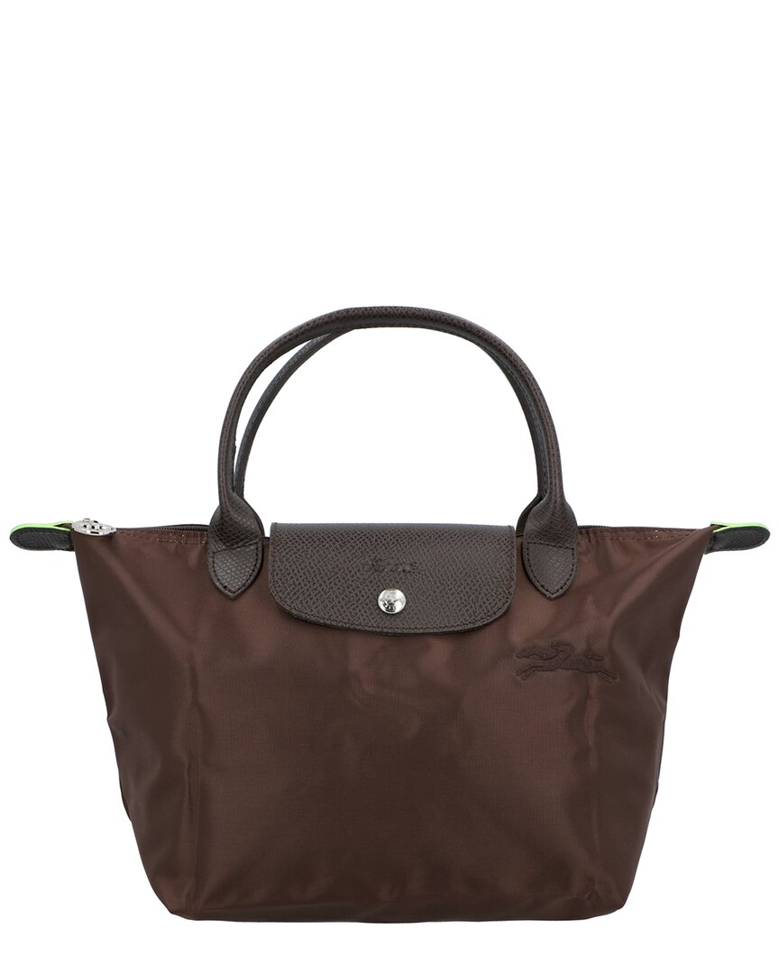 Longchamp Le Pliage Green Small Canvas Handbag In Brown