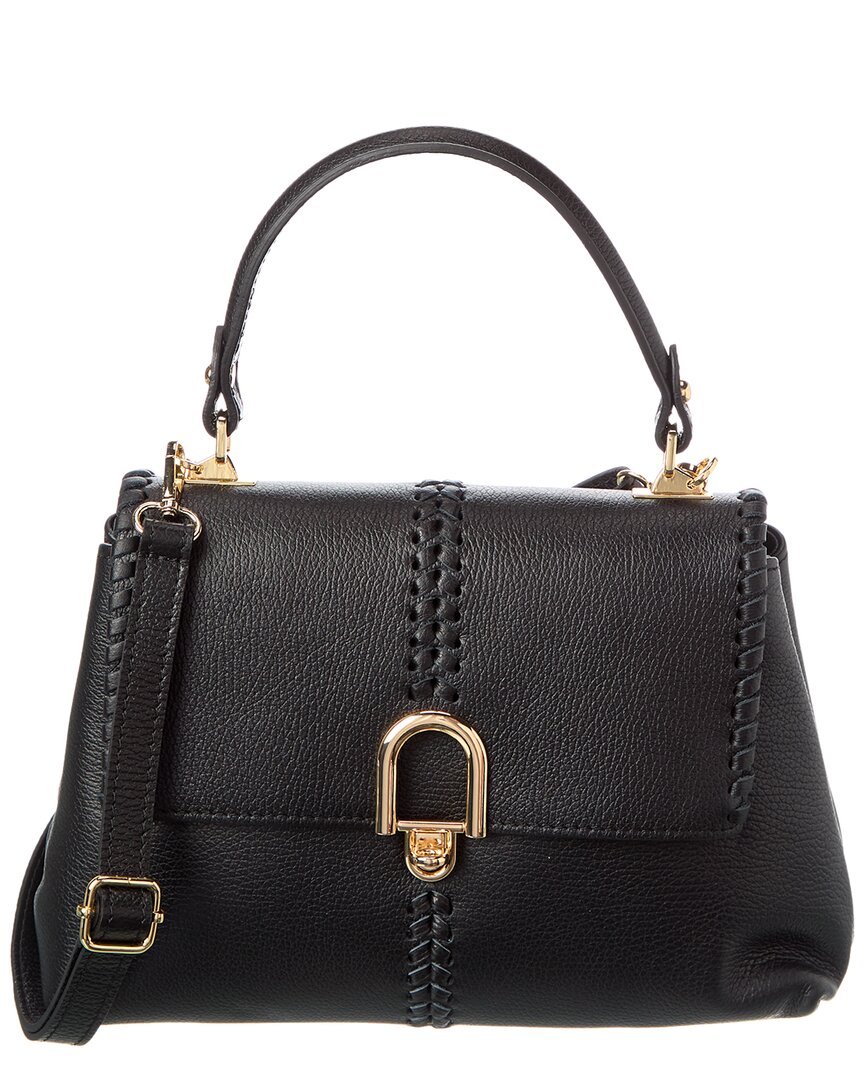 Persaman New York Adelina Leather Satchel In Black