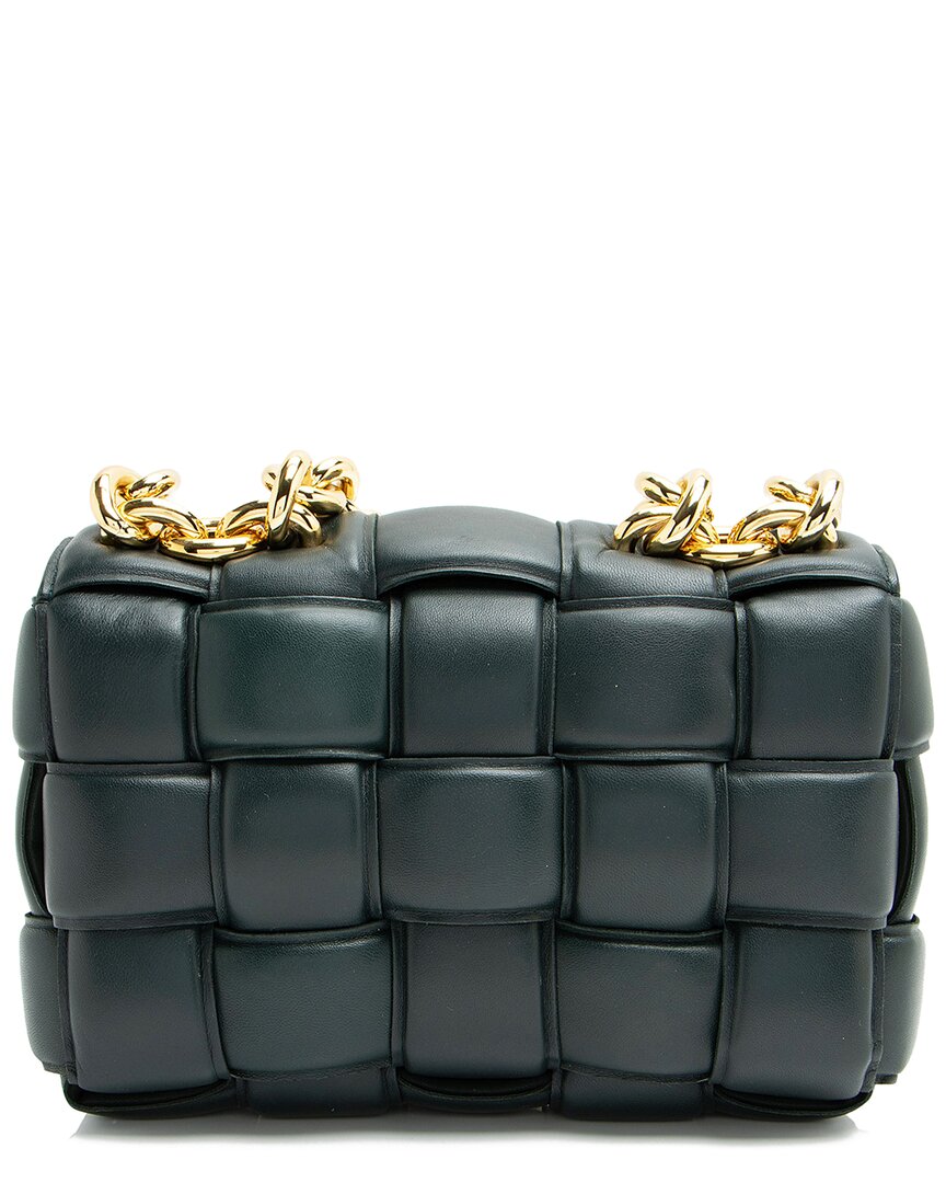 Bottega Veneta Green Lambskin Cassette Chain Maxi Shoulder Bag (authentic Pre- Loved)