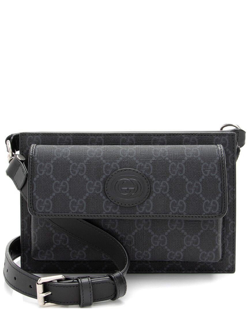 Gucci Black, Grey Coated Canvas & Leather Flap Pocket Belt Bag (authentic Pre- Loved)