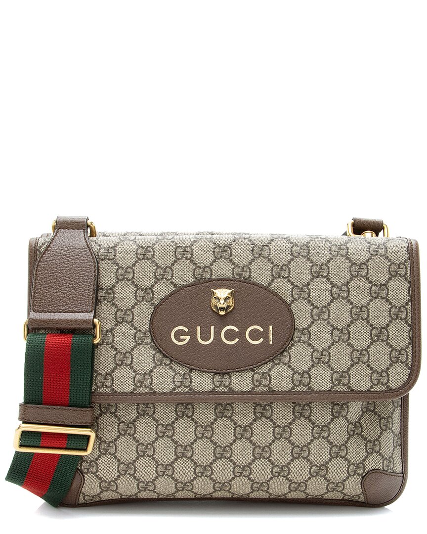 Gucci Beige, Brown Coated Canvas, Leather & Nylon Neo Vintage Medium Messenger (authentic Pre-loved