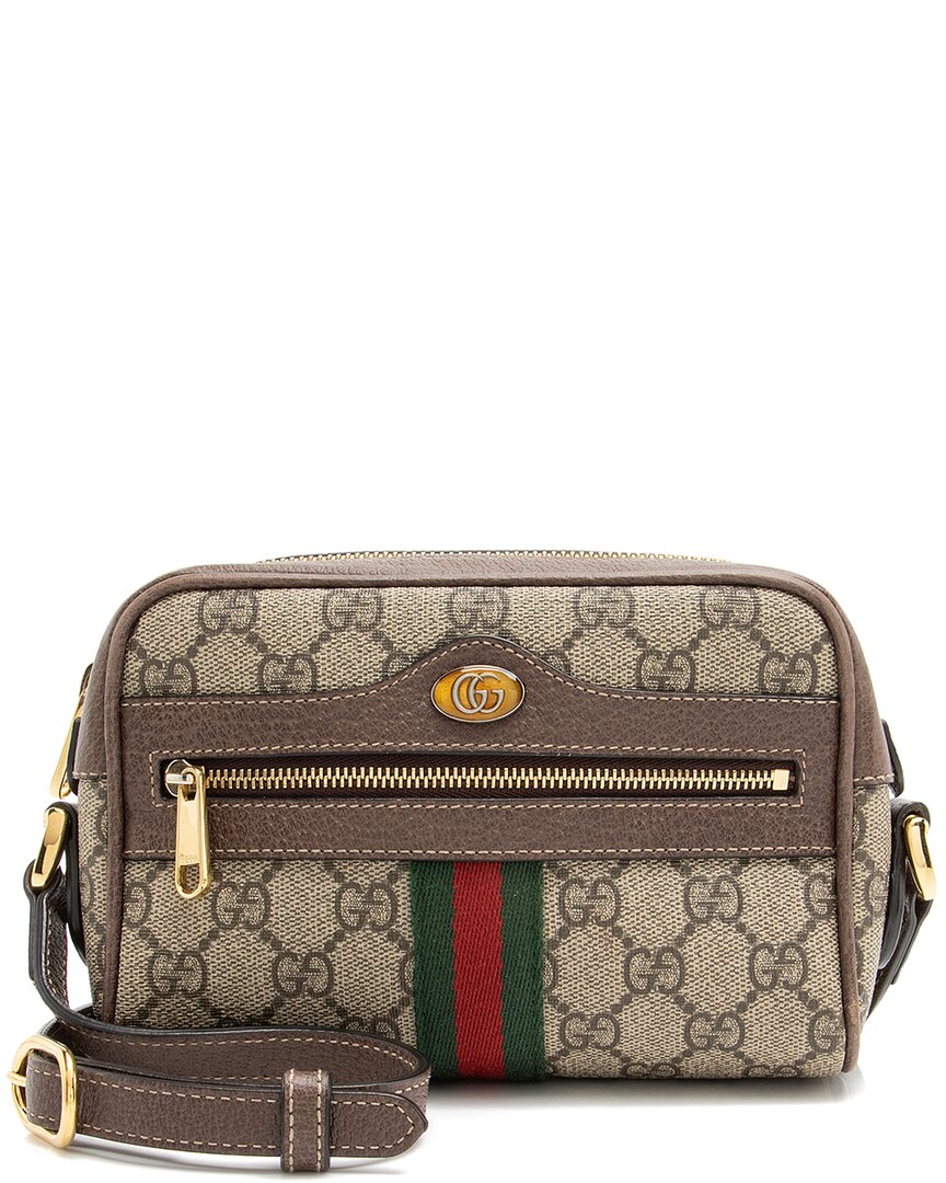Gucci Beige Coated Canvas, Leather & Nylon Ophidia Mini Shoulder Bag (authentic Pre-loved)