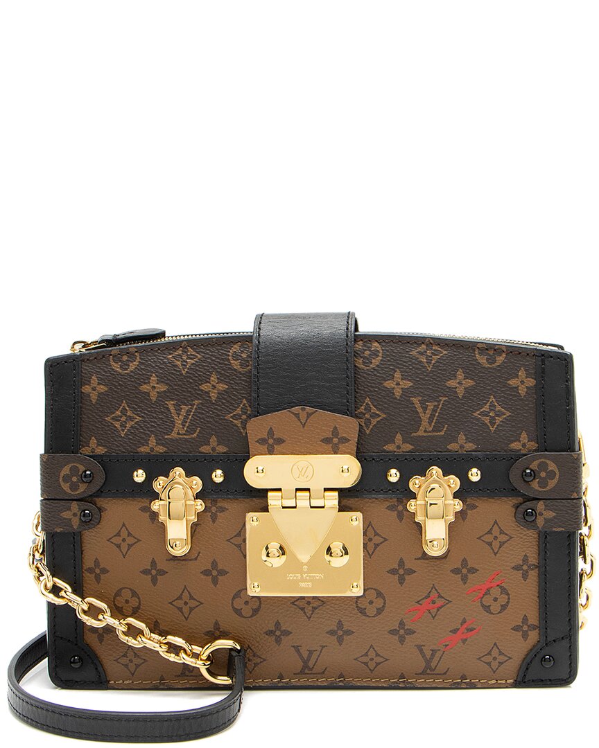Pre-owned Louis Vuitton Black, Brown, Red Coated Canvas & Leather Trunk Clutch (authentic Pre-loved)