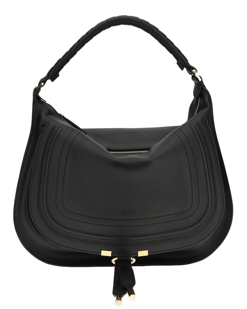 Chloé Gold/Black Marcie Leather Shoulder Bag