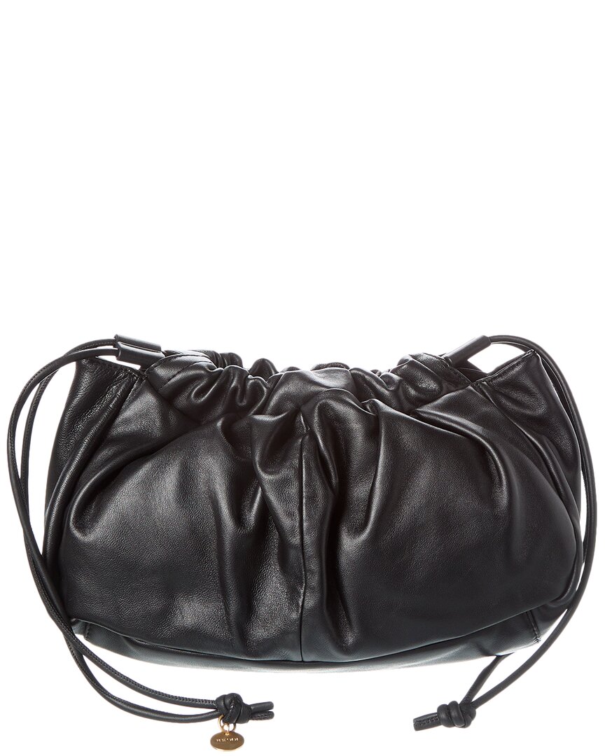 Reiss Arden Leather Squishy Clutch In Black