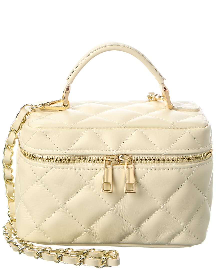 Isabella Rossetti Mia Quilted Leather Vanity Bag In Sand
