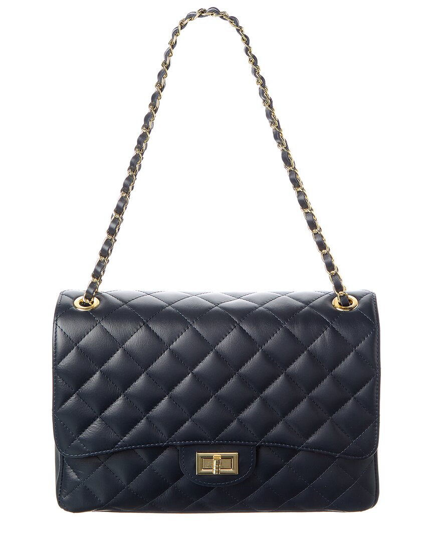 Isabella Rossetti Danielle Quilted Leather Shoulder Bag In Blue