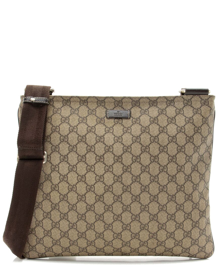 Gucci Brown Gg Supreme Canvas Classic Flat Medium Messenger (authentic Pre-  Loved)