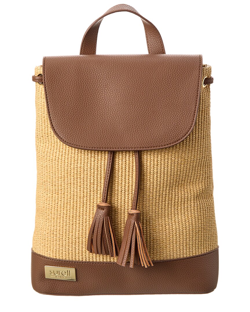 Surell Accessories Paper Straw Backpack In Brown
