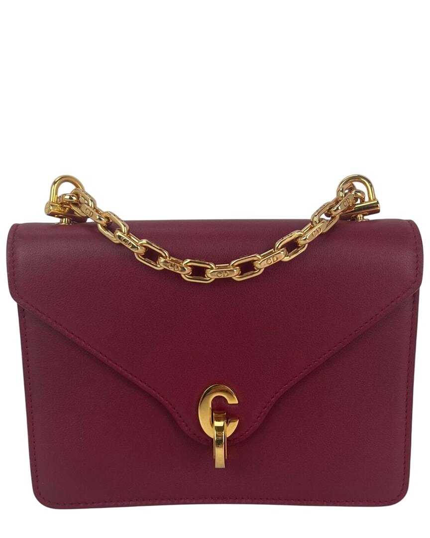 Dior Burgundy Leather C'est  Mini Flap Shoulder Bag (authentic Pre-loved)