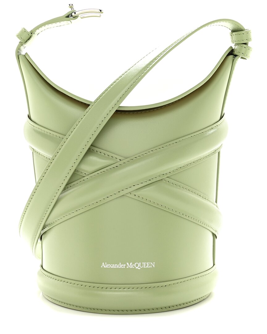 Alexander Mcqueen Sage Calfskin Leather The Curve Small Shoulder Bag (authentic Pre-loved)