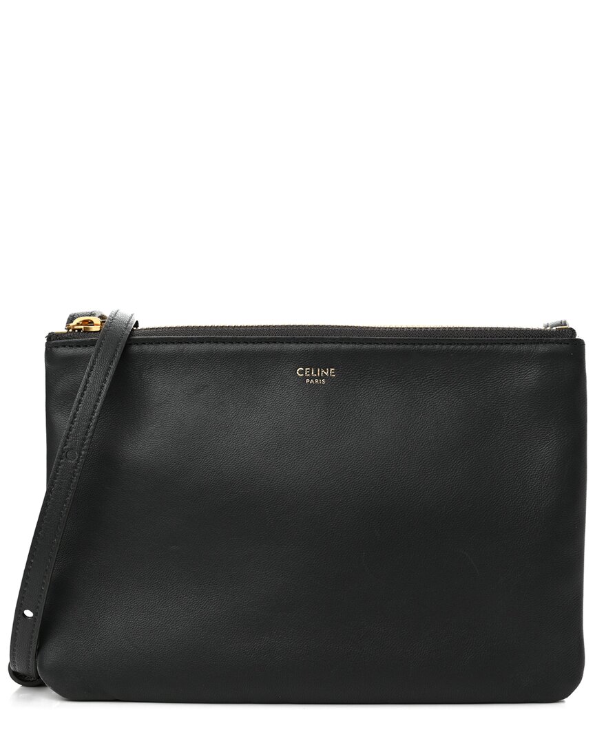 Celine Black Lambskin Leather Large Trio Crossbody Bag (authentic Pre-loved)