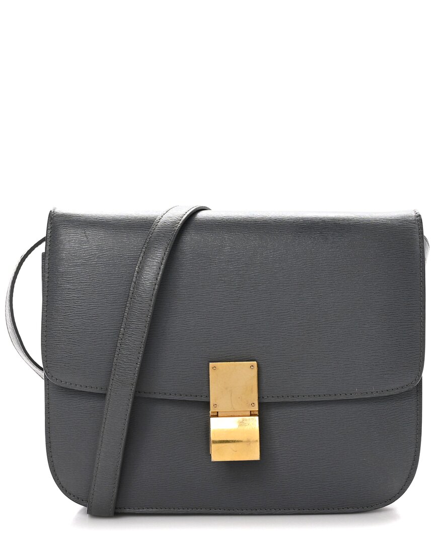 Celine Grey Calfskin Leather Liege Medium Classic Box Flap Bag (authentic Pre-  Loved)