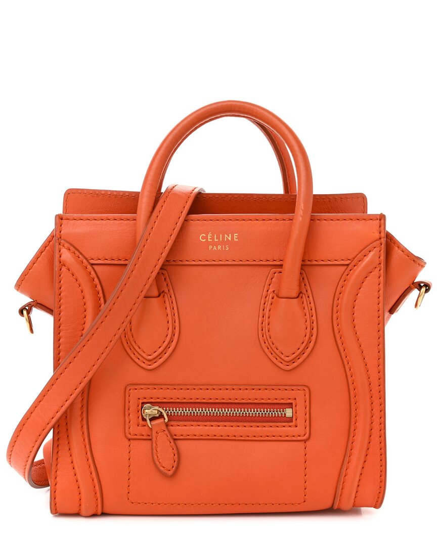 Celine Orange Smooth Leather Micro Luggage Micro Handbag (authentic Pre-loved)