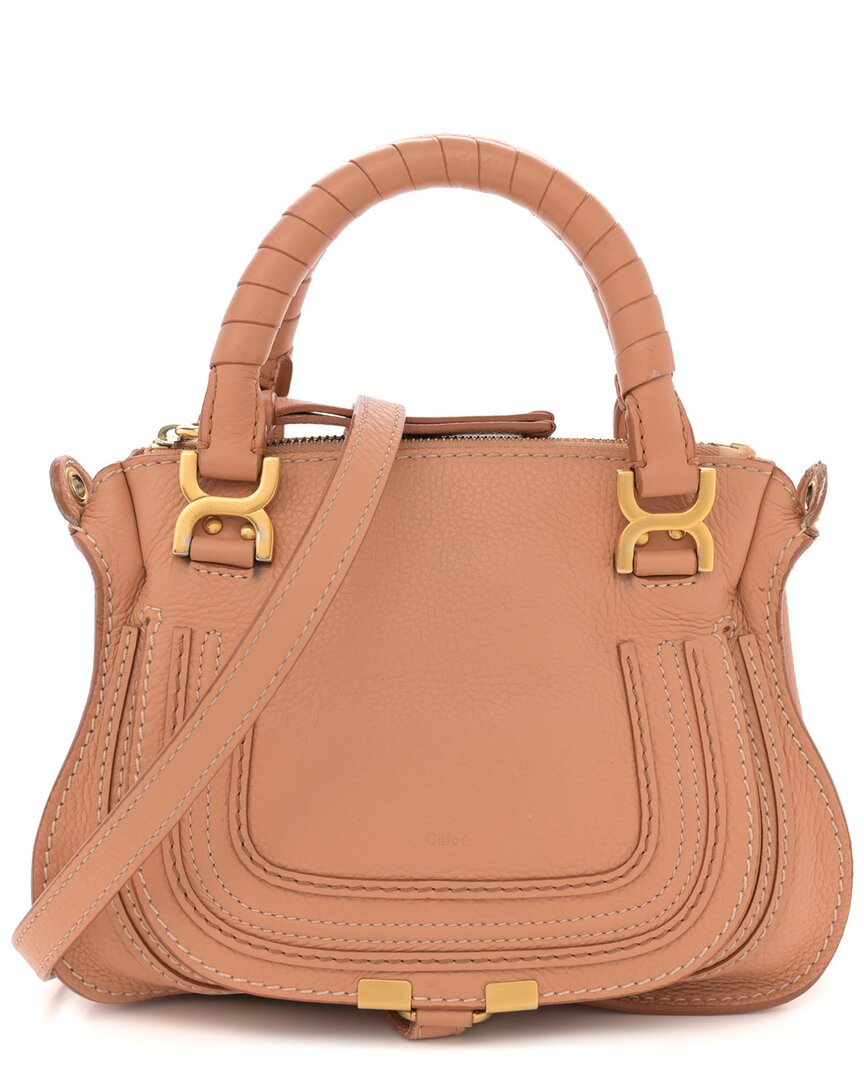 Chloé Peach Pink Calfskin Leather Medium Marcie Satchel (authentic Pre-loved)