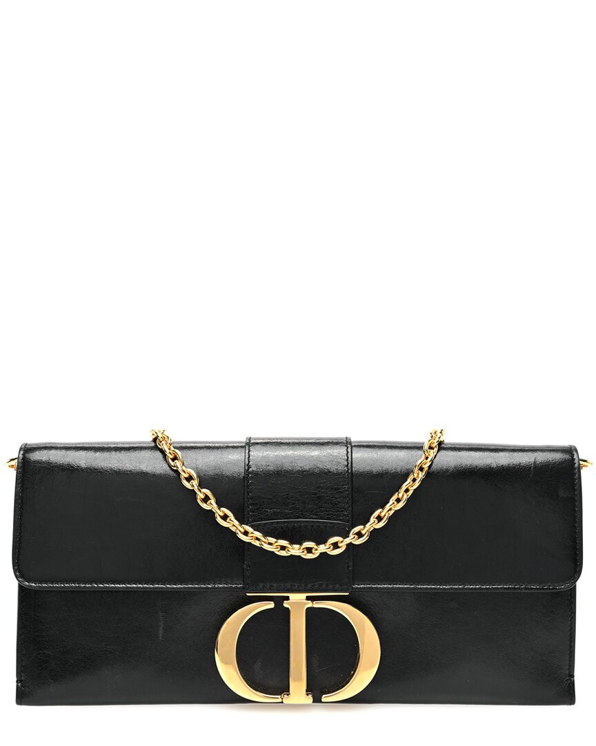 Dior Black Calfskin Leather 30 Montaigne Chain Pouch (authentic Pre-loved)