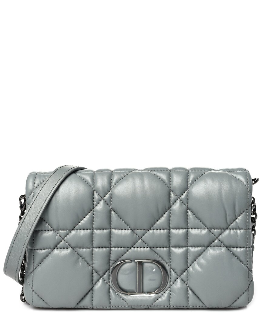 Dior Grey Microcannage Leather Macro Mini Caro Bag (authentic Pre-loved)