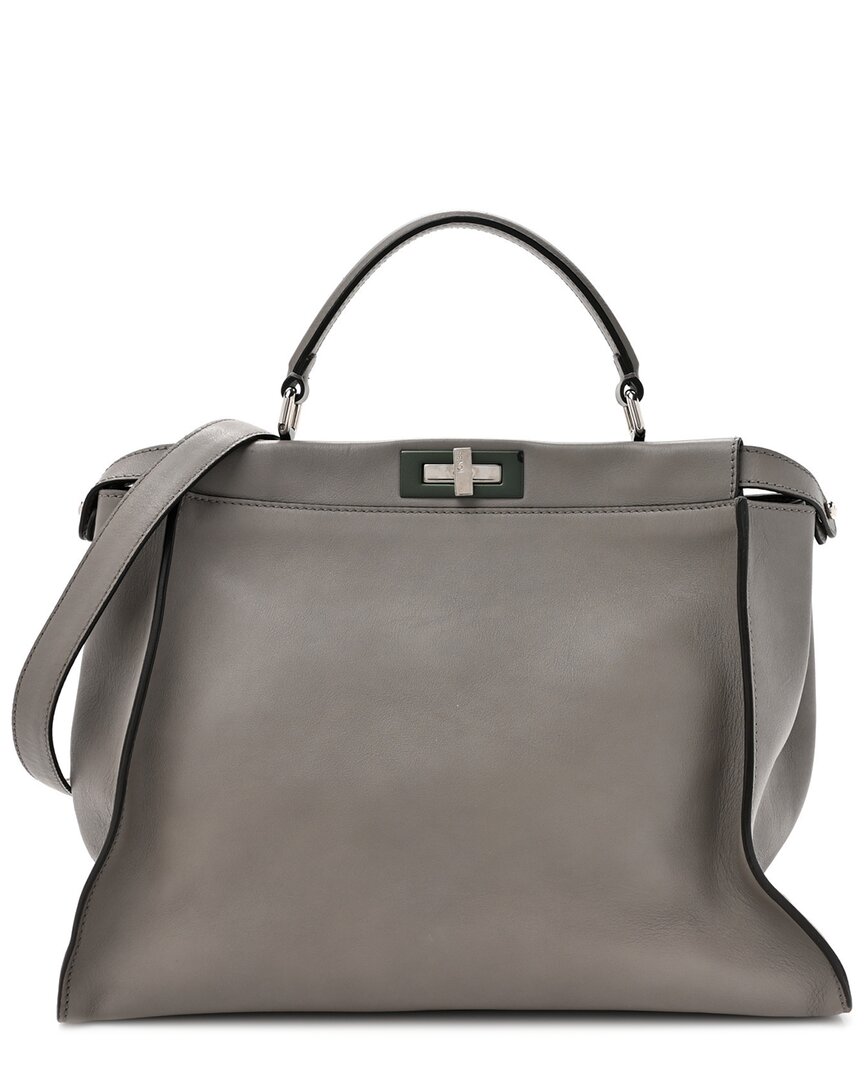 Fendi Olive Vitello Seta Leather Alacantara Peekaboo Iconic Satchel (authentic  Pre-loved)