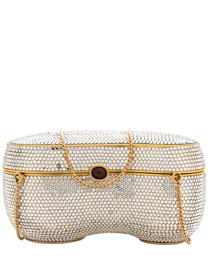 Judith Leiber Gold Metal Crystal Kidney Bean Minaudiere Clutch (authentic Pre-  Loved)