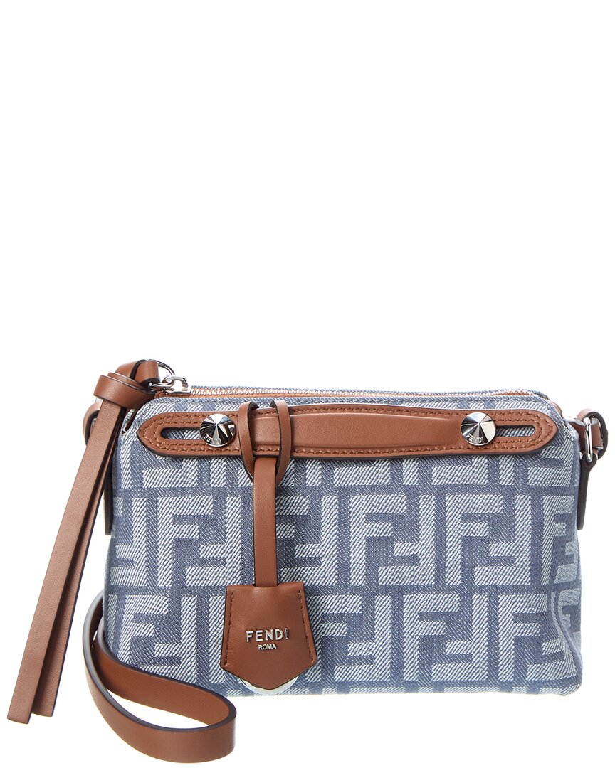 Fendi By The Way Soft Mini Ff Denim & Leather Satchel In Blue