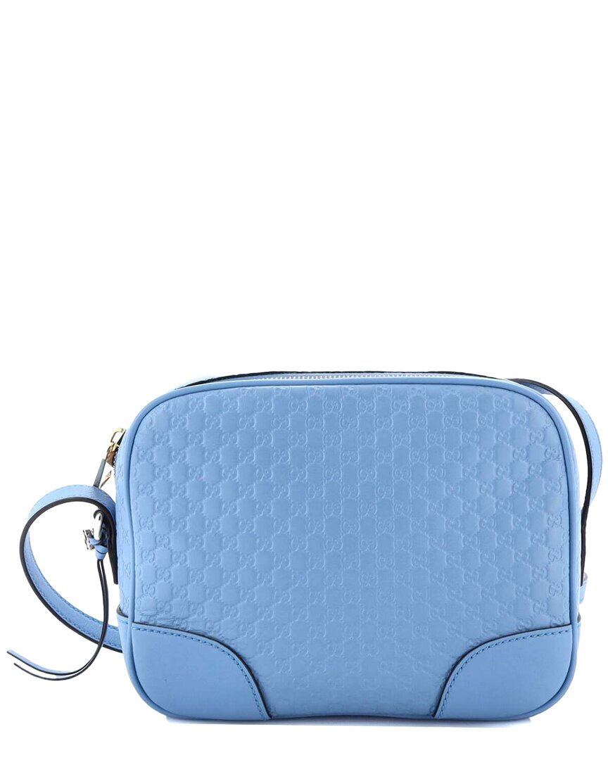 Gucci Blue Microssima Leather Bree Disco Crossbody Mini (authentic Pre- Loved) In Blue