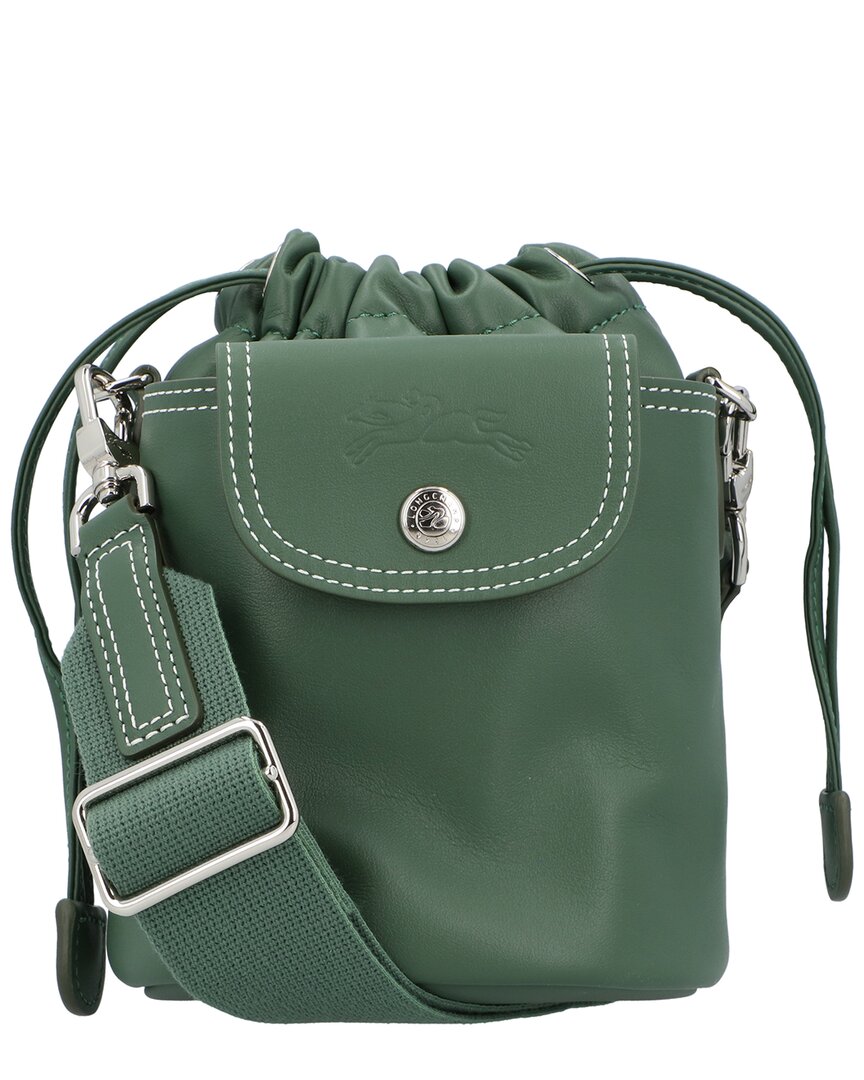 Longchamp Extra Small Le Pliage Xtra Worker Leather Bucket Bag In Green