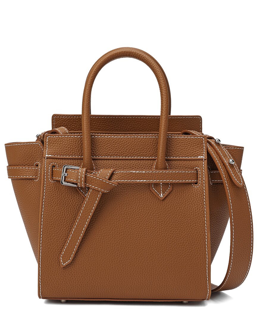 Tiffany & Fred Paris Leather Satchel Messenger Bag In Brown