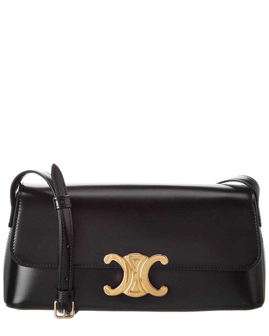 Celine Diana Leather Shoulder Bag In Black