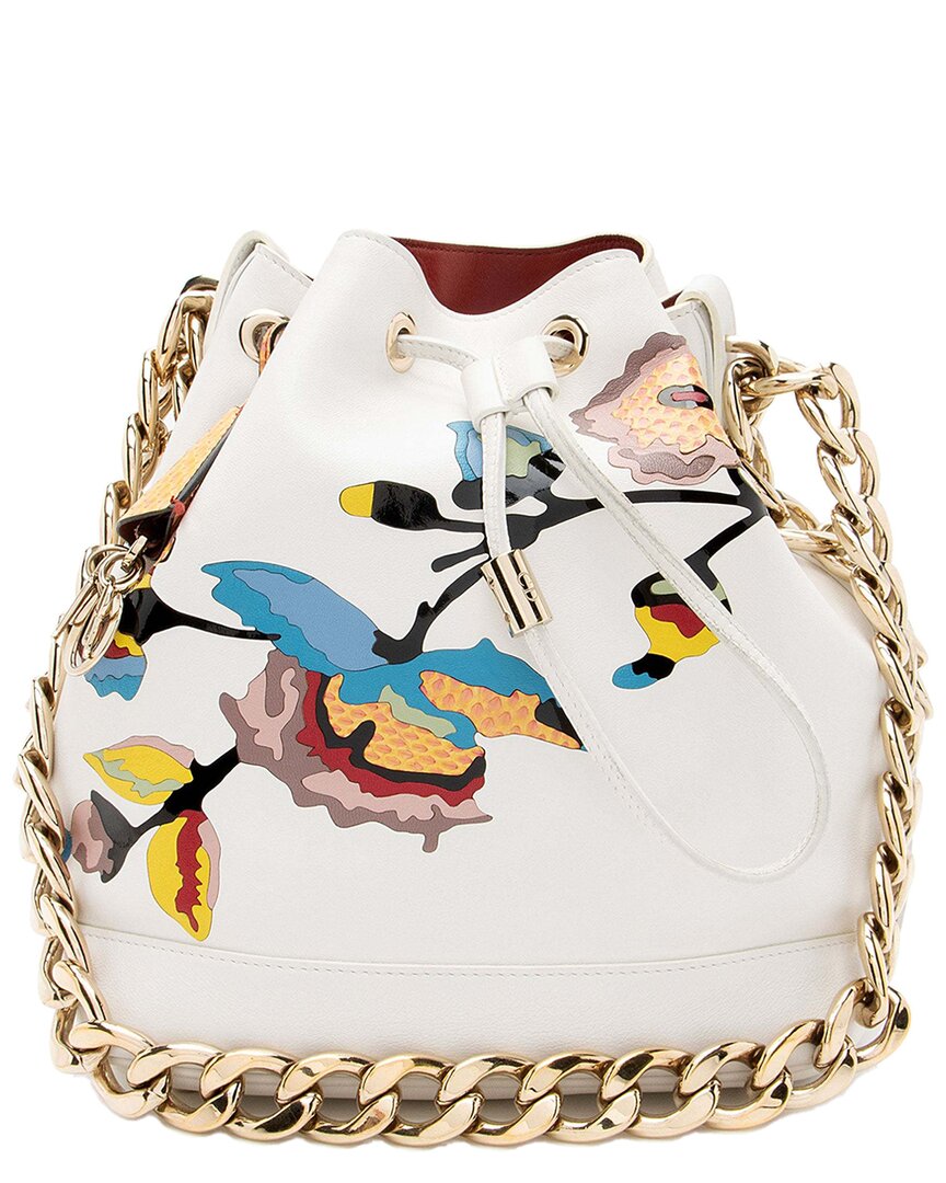 Dior White Calfskin Snakeskin Paradise Bubble Bucket Bag (authentic Pre-loved)