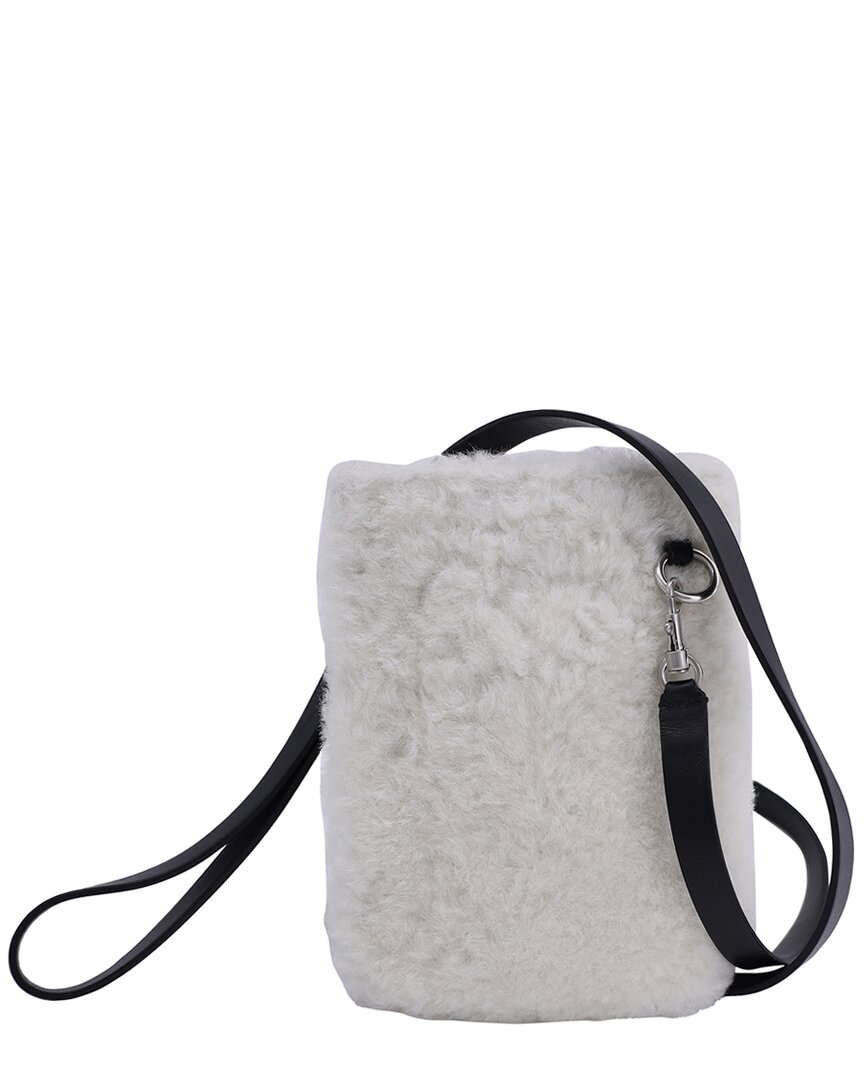 Jil Sander White Faux Fur & Leather Pouch (authentic Pre-loved)