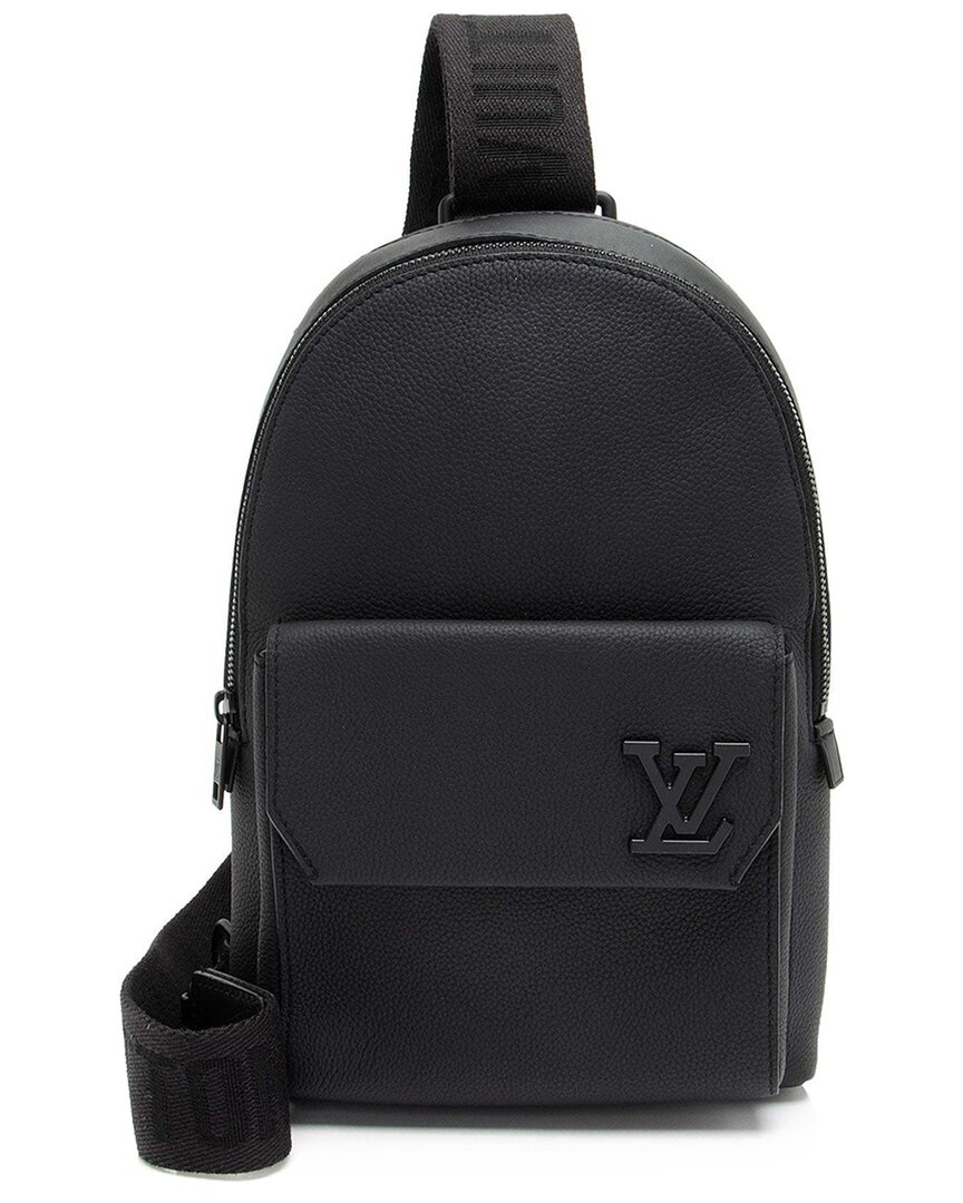 Pre-owned Louis Vuitton Black Calfskin Aerogram Pilot Slingbag (authentic Pre-loved)