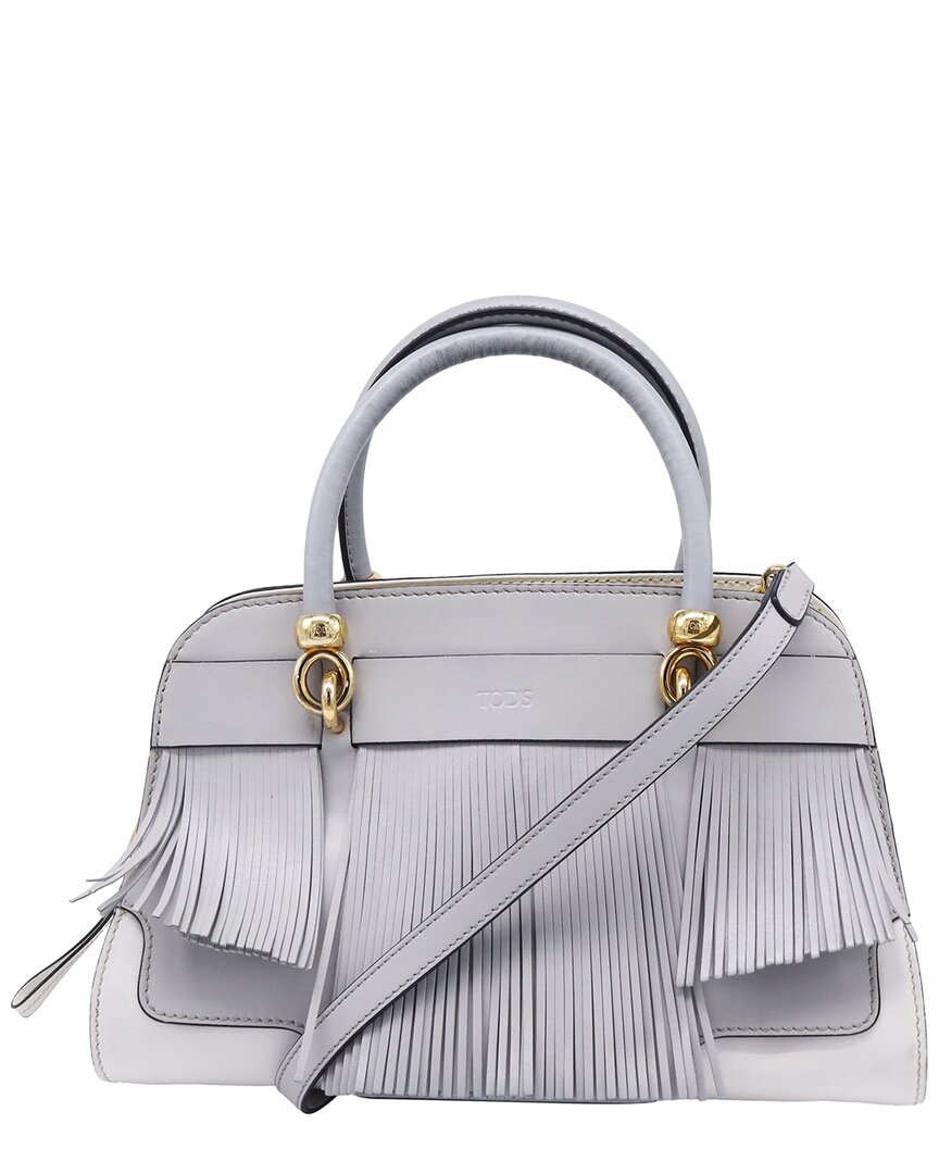 Tod's Grey Leather Sella Fringe-trimmed Bag (authentic Pre-loved)
