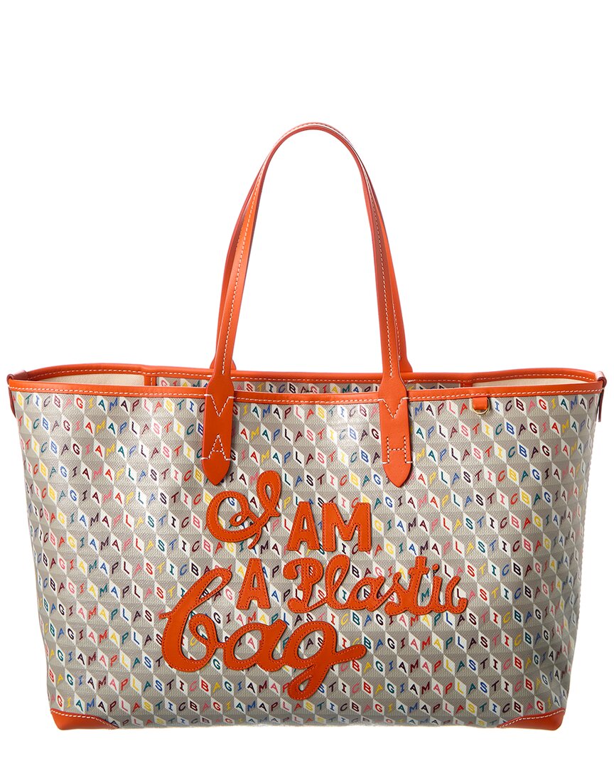 token bolt Vagrant Anya Hindmarch I Am A Plastic Bag Small Tote In Orange | ModeSens