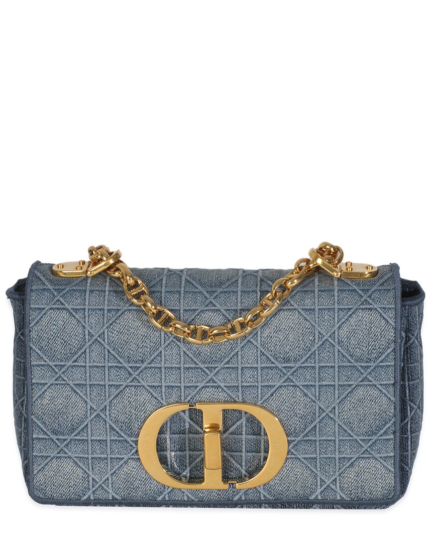 Dior Blue Denim Cannage Small Caro Bag (authentic Pre-loved) In Blue