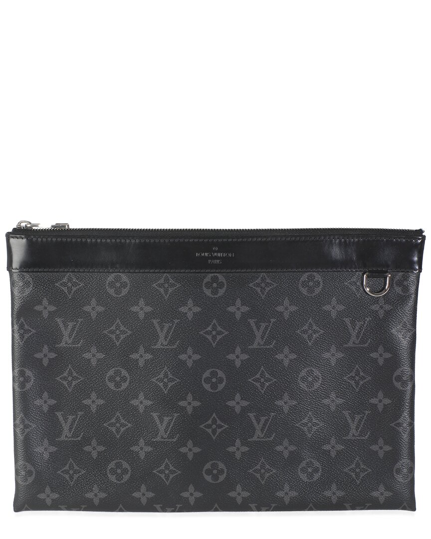 Pre-owned Louis Vuitton Black/grey Monogram Eclipse Canvas Discovery Pochette Gm (authentic Pre-loved)