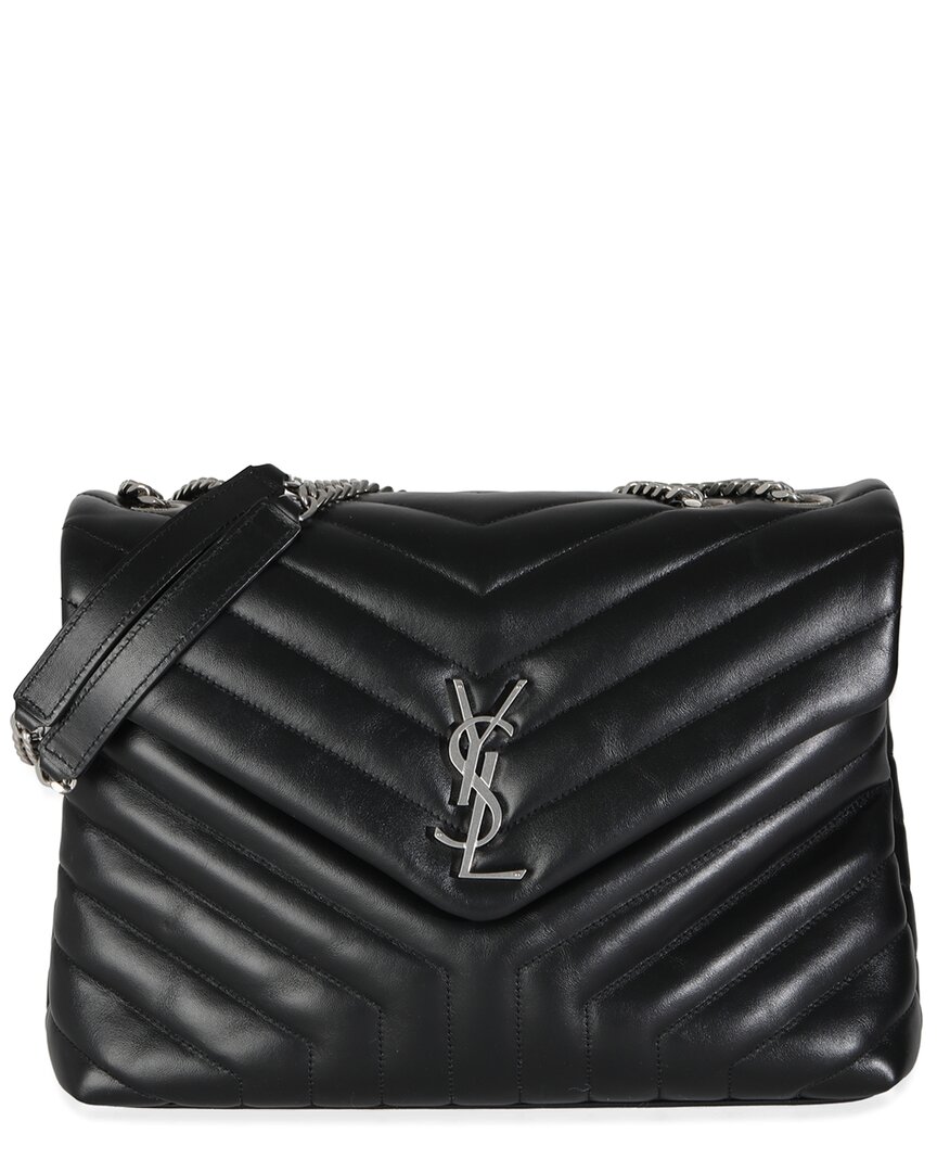 Saint Laurent Black Leather Medium Loulou Chain Bag (authentic Pre-loved) In Black
