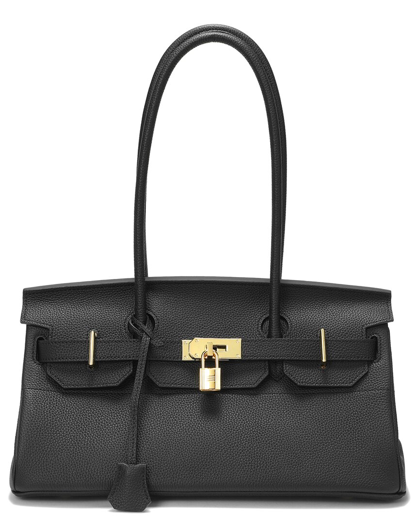 Tiffany & Fred Paris Structured Leather Top-handle Tote In Black
