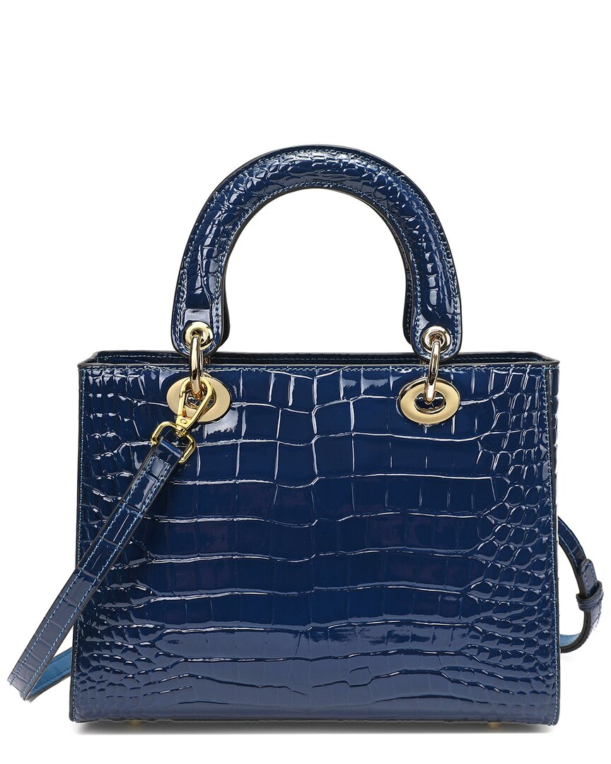 Tiffany & Fred Paris Alligator-embossed Leather Satchel In Blue