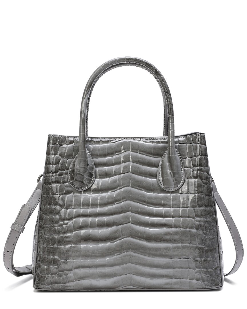 Tiffany & Fred Paris Alligator-embossed Leather Top Handle Tote In Gray