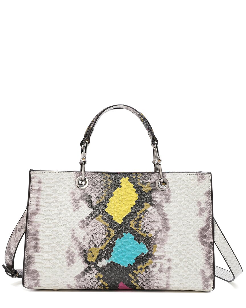 Tiffany & Fred Paris Snake-embossed Leather Top Handle Tote In White